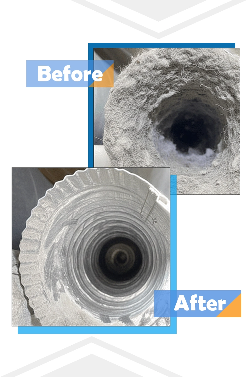 Professional DIY dryer duct cleaning - bEFORE & aFTER